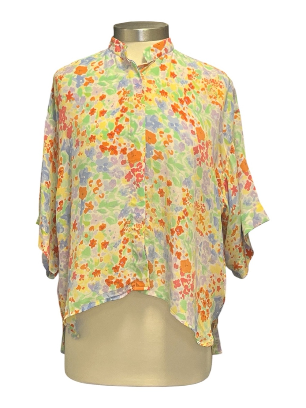 Mii En Fete Silk High-Low Rainbow Floral